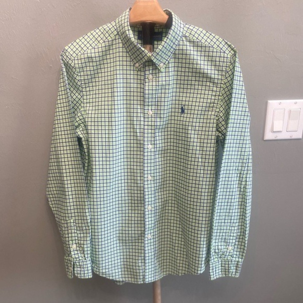 Ralph Lauren Men's Green Plaid Shirt‎